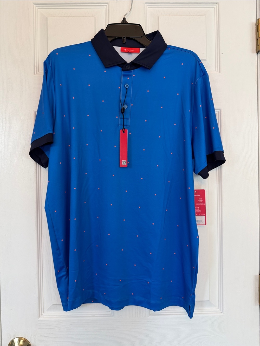 Redvanly Ramey Polka Dot Golf Polo - Size Large - NWT
